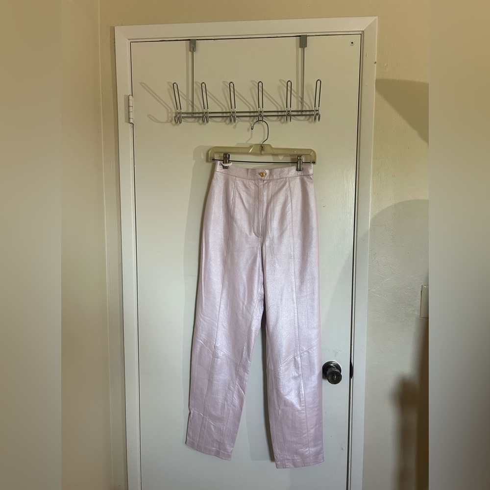 Vintage baby pink leather pants